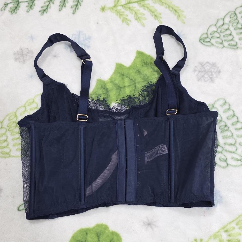 Victorias secret velvet and embroidered lace up corset bundle - green, pink,blue - Picture 3 of 6